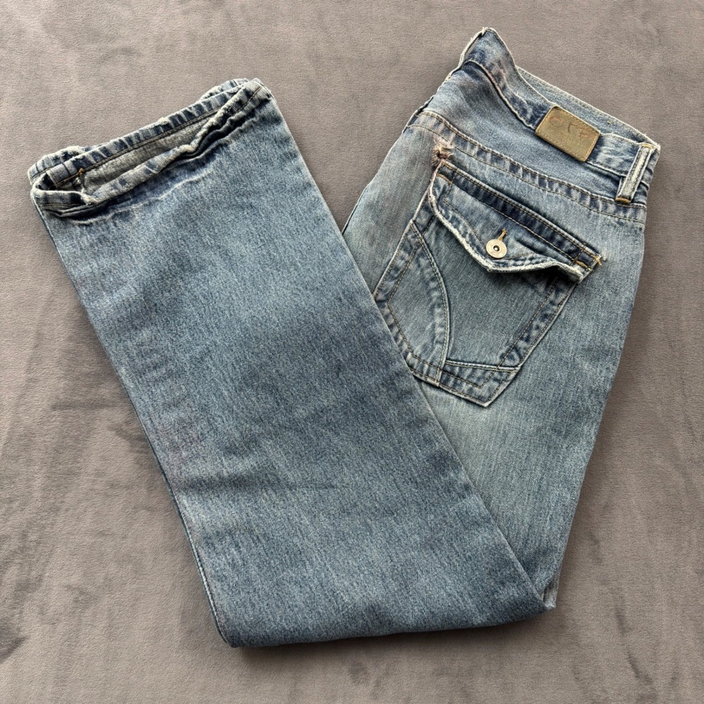 Vintage OTB Mens 34x30 Light Wash Straight Leg Denim Jeans Flap Pocket